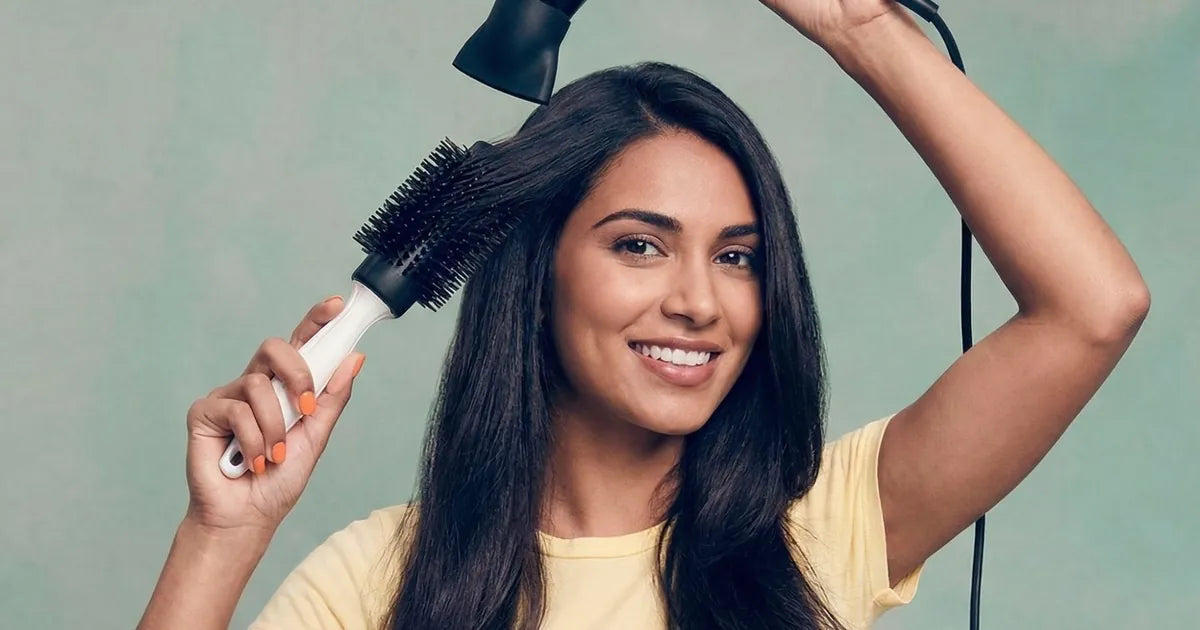 blow drying hair