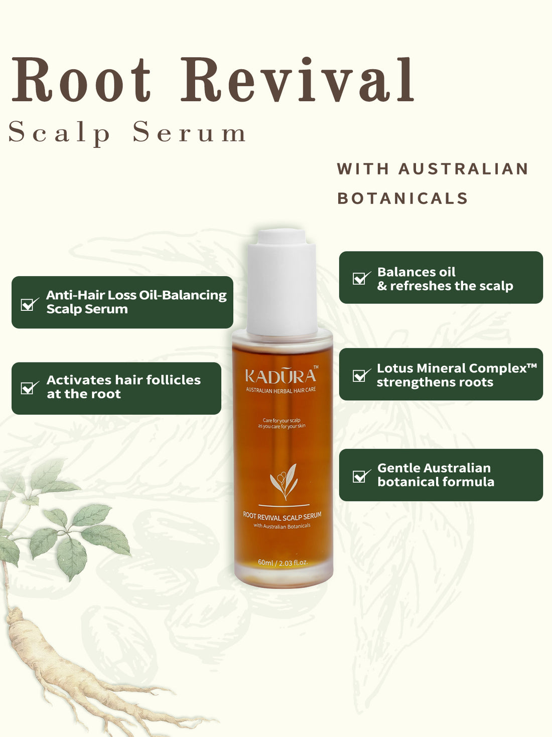 Root Revival Scalp Serum with Australian Botanicals – Strengthen, Refresh &amp; Balance | 60ml