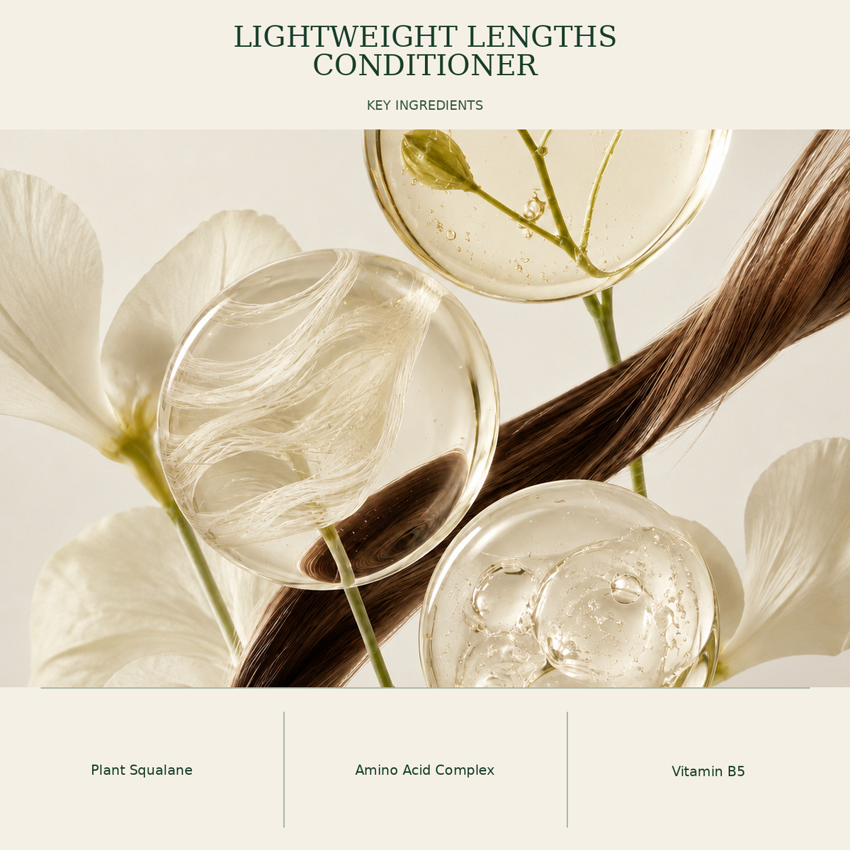 Botanical ingredient illustration for Kadūra Lightweight Lengths Conditioner for soft, manageable hair lengths