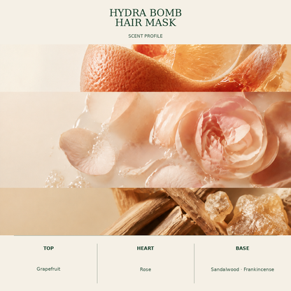 Warm botanical scent notes for Kadūra Hydra Bomb Hair Mask