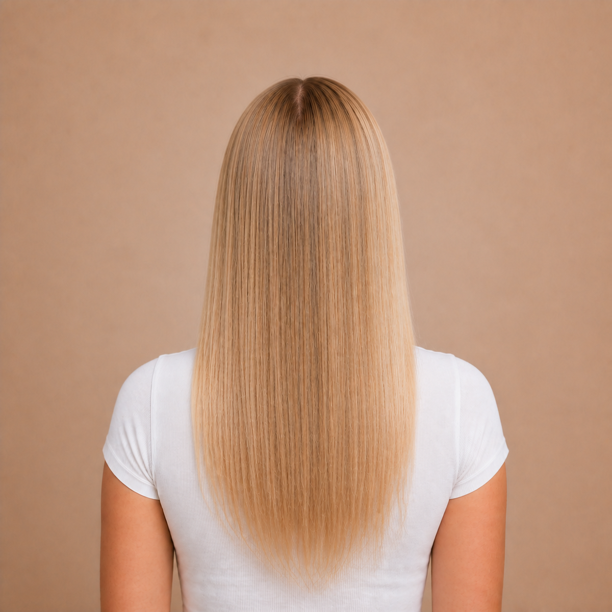 Blonde hair after image from Kadūra's oily scalp and fine hair comparison