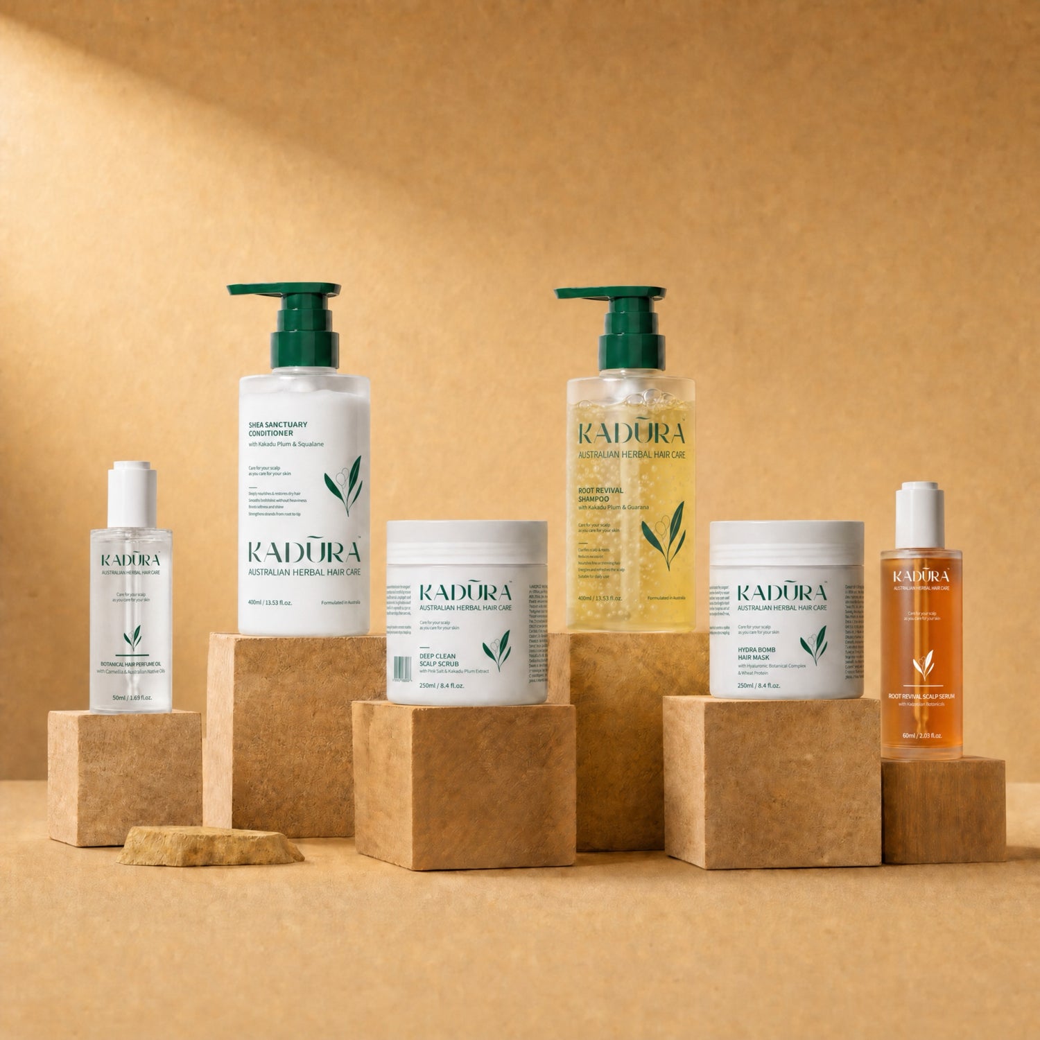 Kadūra Timeless Complete Scalp &amp; Hair Care Set full product lineup for stronger shinier hair