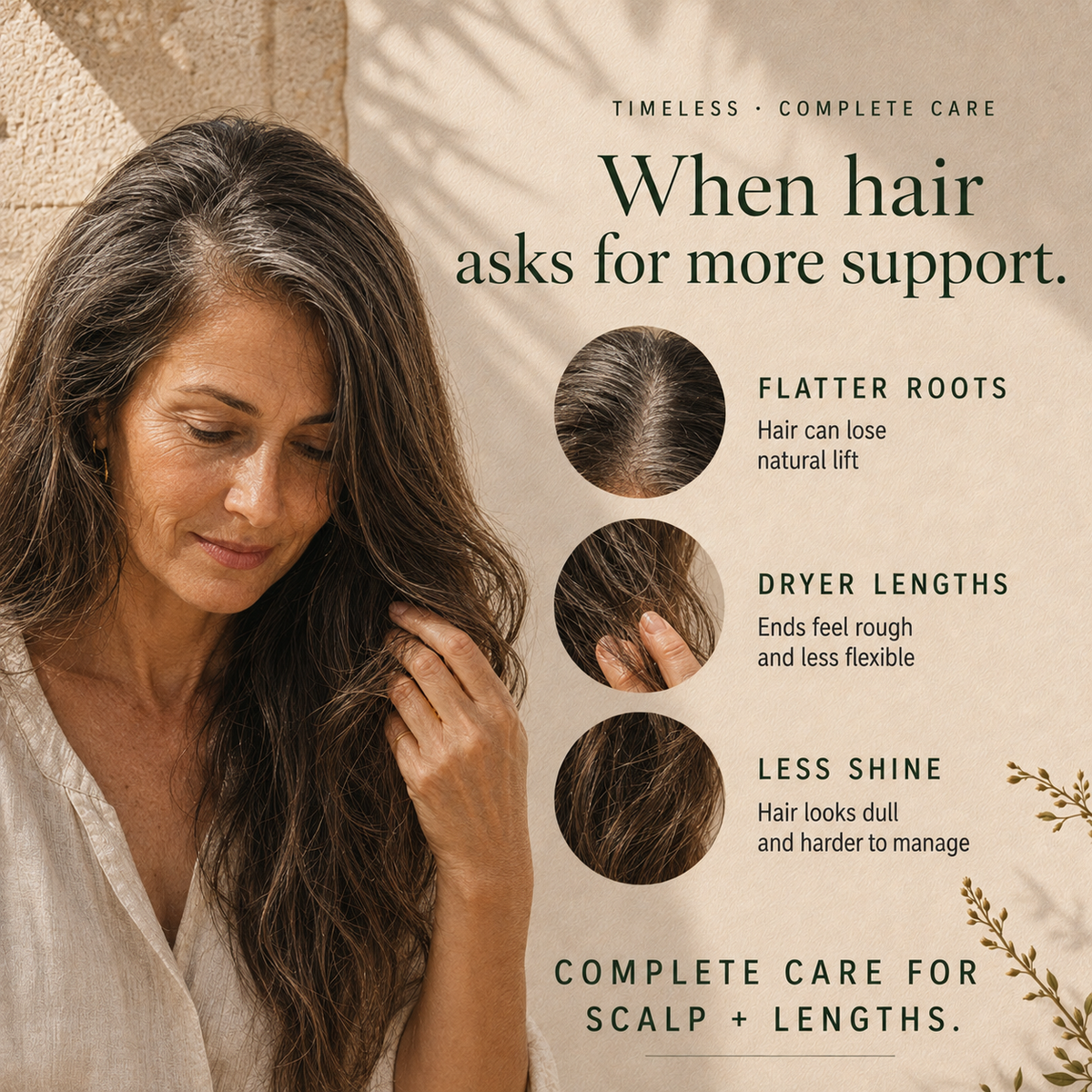 Kadūra Timeless Complete Scalp &amp; Hair Care Set: mature hair concerns including flatter roots, dry lengths and less shine.