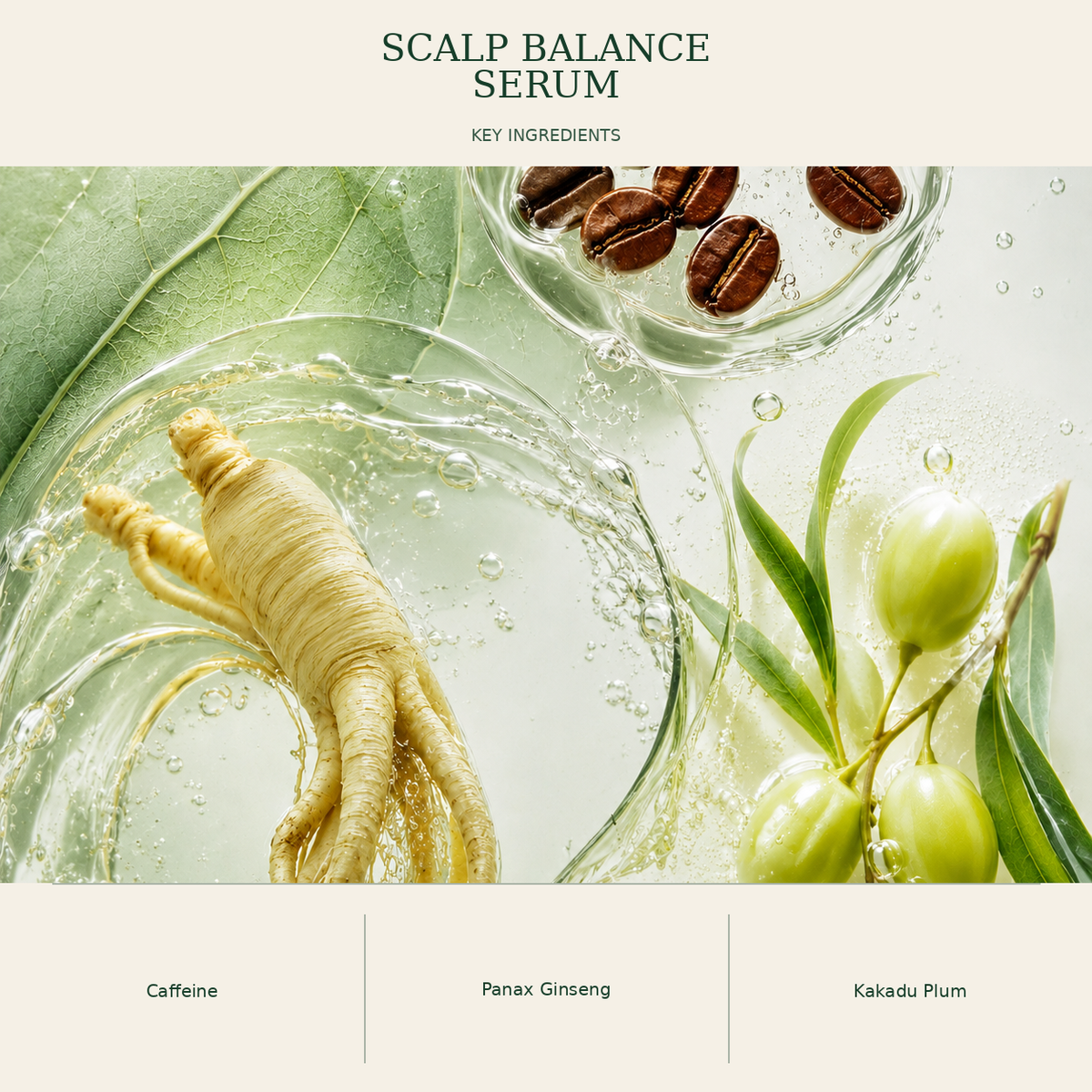 Botanical ingredient illustration for Kadūra Scalp Balance Serum for regular scalp care and fuller-looking hair