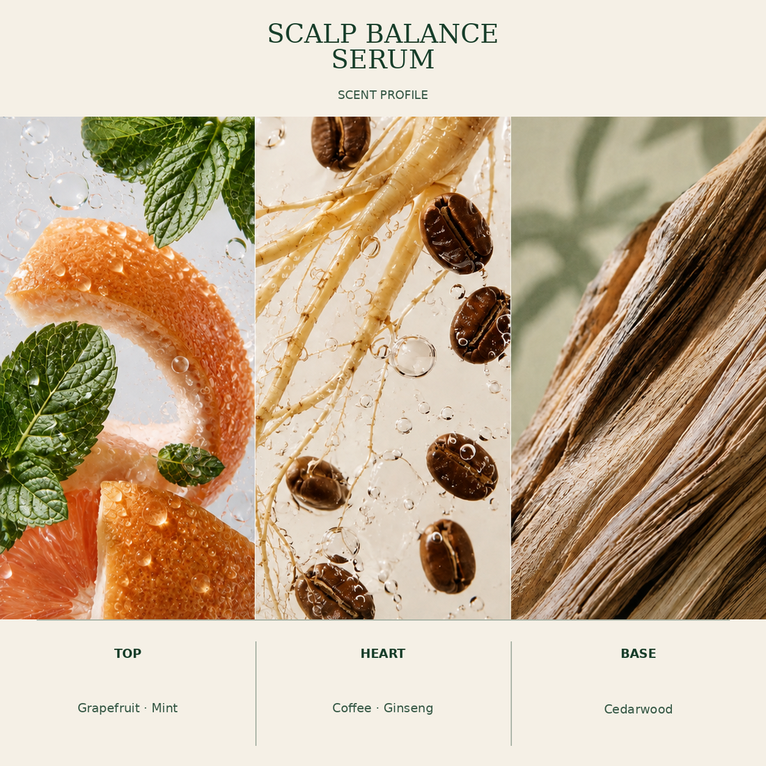 Botanical scent notes for Kadūra Scalp Balance Serum